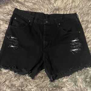 Wrangler Black Distressed Jean Shorts